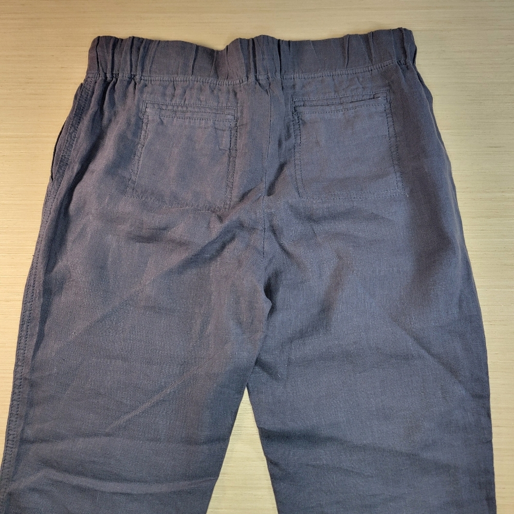 ​Caslon Linen Jogger Pants Knit Cuff Petite XS Charcoal Gray Lagenlook Artisanal - Picture 5 of 12